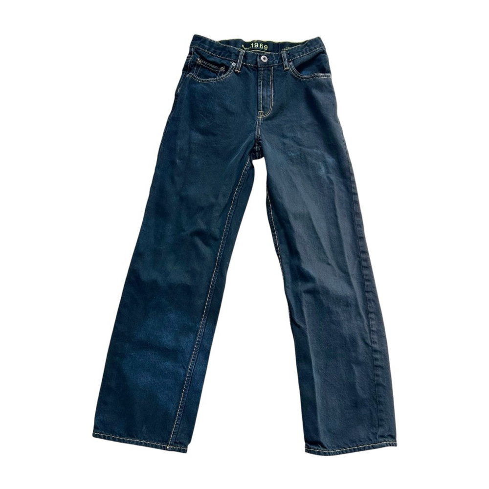 Gap Kids Loose Fit Wide Leg Black Denim Distressed Pants Unisex